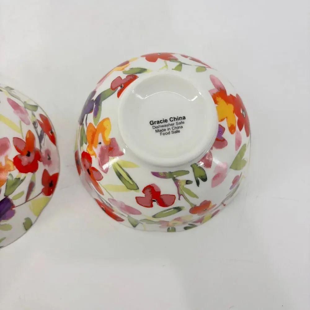 Gracie China Small Soup Bowl Floral Porcelain Bowls Gold Trip Scalloped